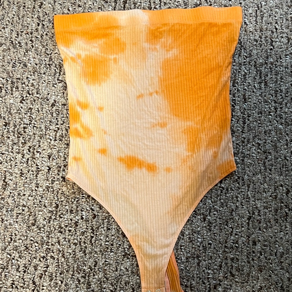 Orange tie dye bodysuit